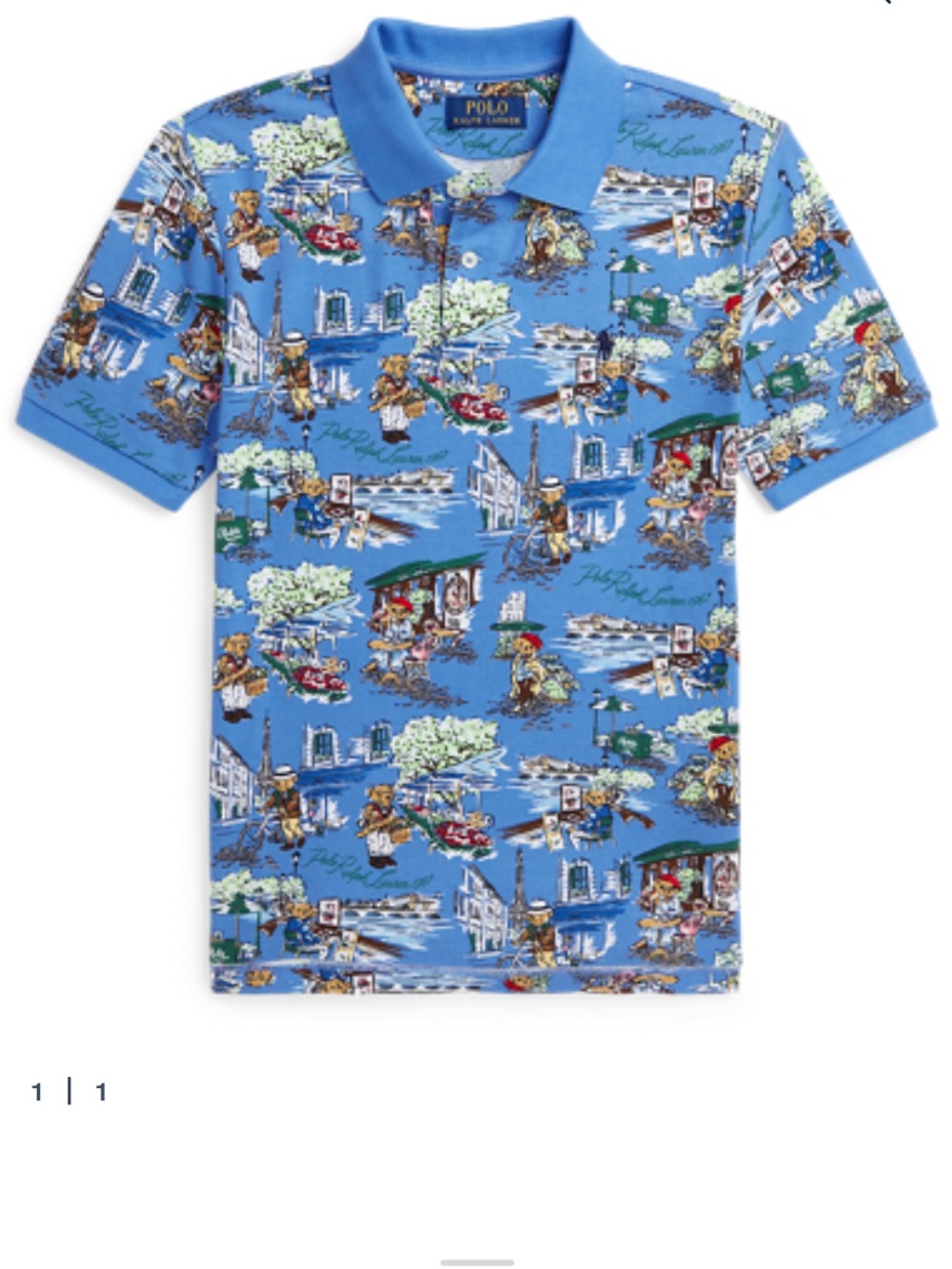 Polo Bear Paris-Print Mesh Polo Shirt